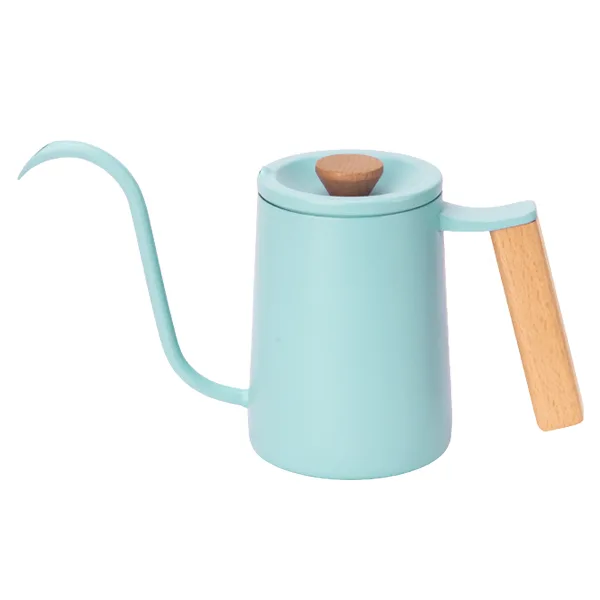 Tiamo 質感櫸木方把手細口壺 600ml - 蒂芬尼藍