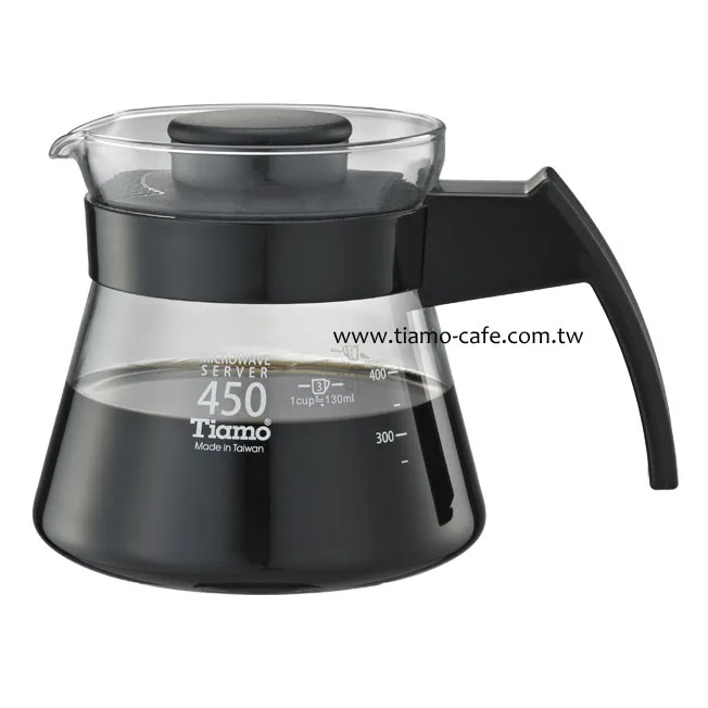 Tiamo 玻璃咖啡壺450cc 弧型把手 通過SGS檢測