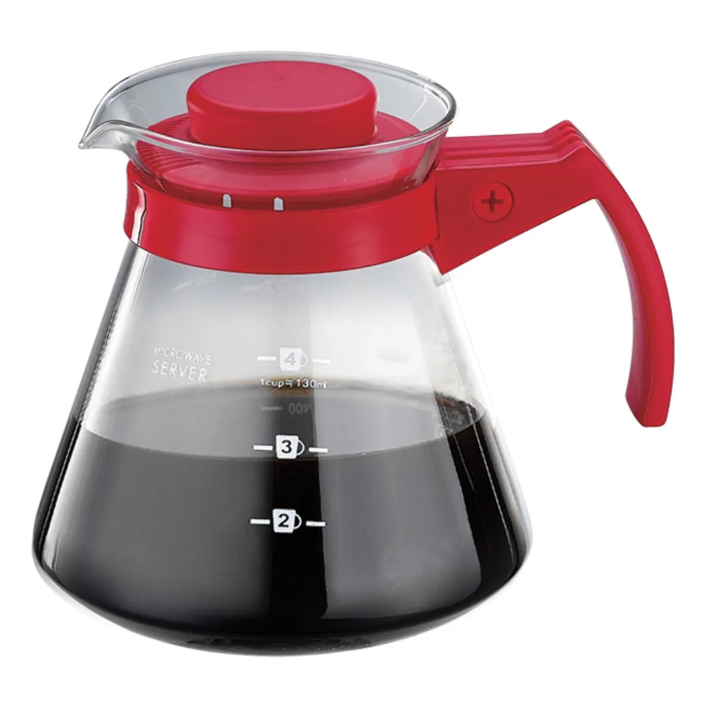 【停產】Tiamo 玻璃咖啡壺650cc/4杯 紅色