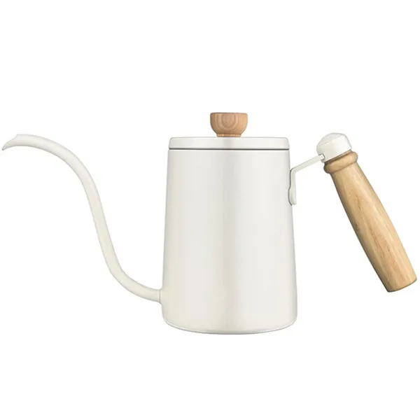 【停產】鶴嘴細口壺 600ml A款(木柄)(白)