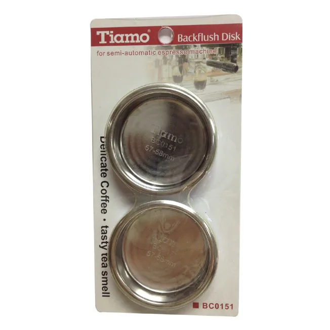TIAMO 半自動咖啡機清洗杯2入 逆洗用無孔濾杯 58mm