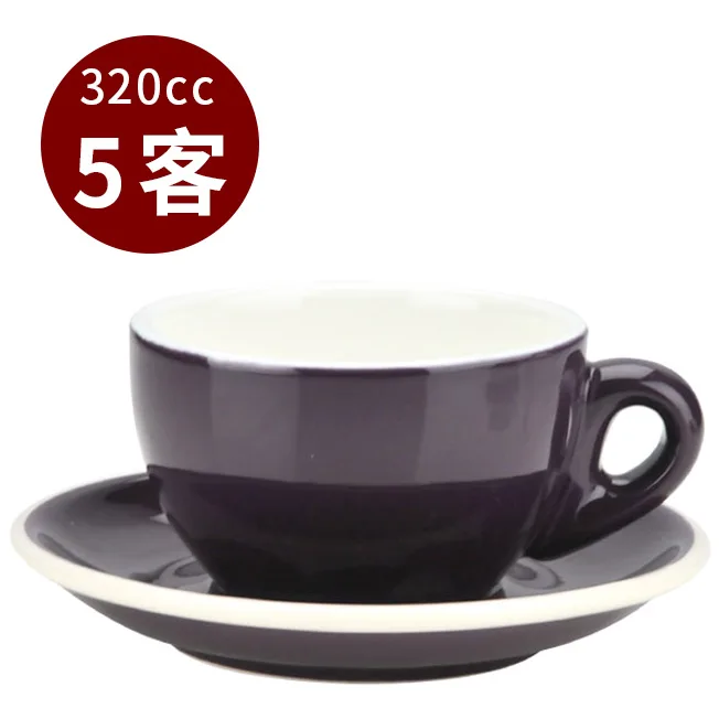 TIAMO 拿鐵杯盤組 5客 320cc 紫