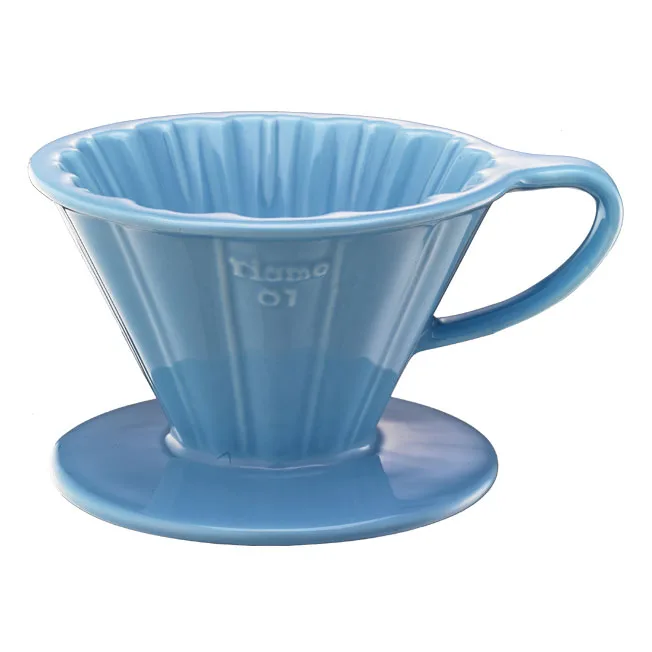 【停產】TIAMO V01花漾陶瓷咖啡濾器組 (粉藍)附濾紙量匙滴水盤