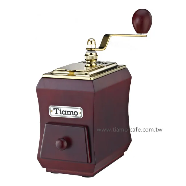 【停產】TIAMO NO.1 頂級手搖磨豆機-鈦金款紅木色 CNC雕刻鍛造