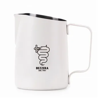 1503B斜口拉花杯650cc(消光白-尖口)Bezzera 貝澤拉 logo