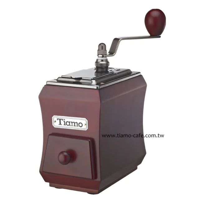 【停產】TIAMO NO.1 頂級手搖磨豆機-古銅款紅木色 CNC雕刻鍛造