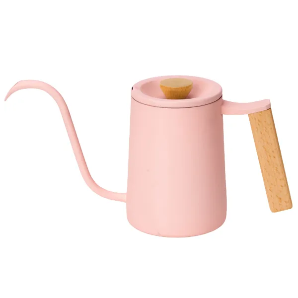 Tiamo 質感櫸木方把手細口壺 600ml - 粉紅
