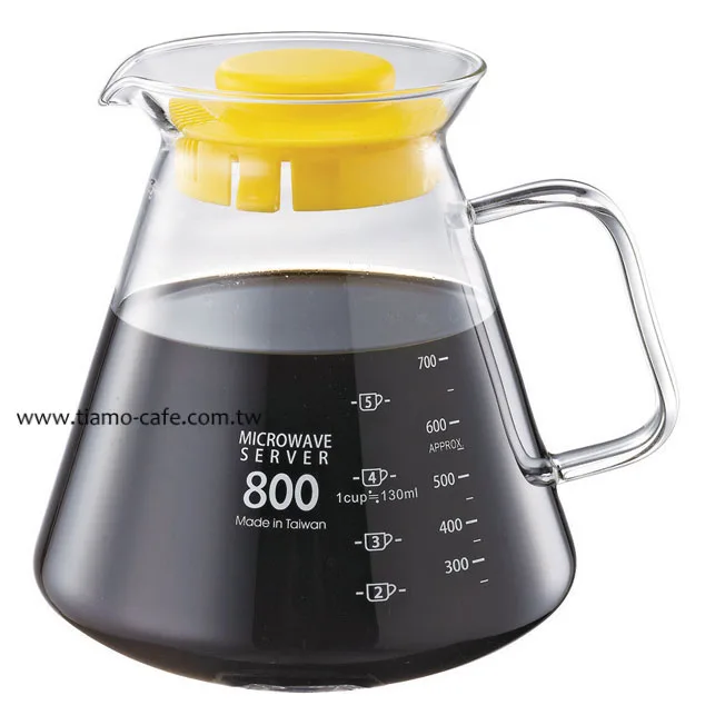Tiamo 耐熱玻璃咖啡壺 玻璃把手款 800cc 台灣製 通過SGS檢測