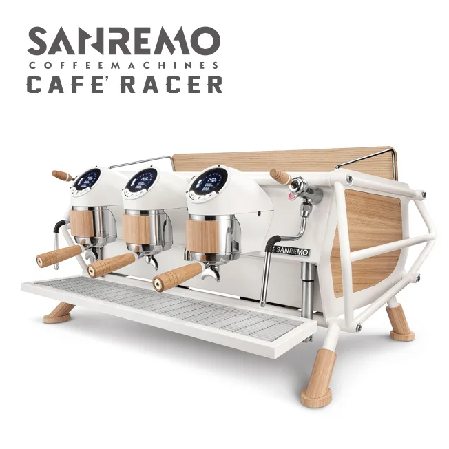 SANREMO CAFE RACER WHITE & WOOD STANDARD 三孔營業用咖啡機 ( 經典率性版 ) 220V