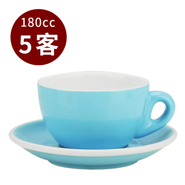 【停產】TIAMO 20號蛋形卡布杯盤組 5客 180cc淺藍