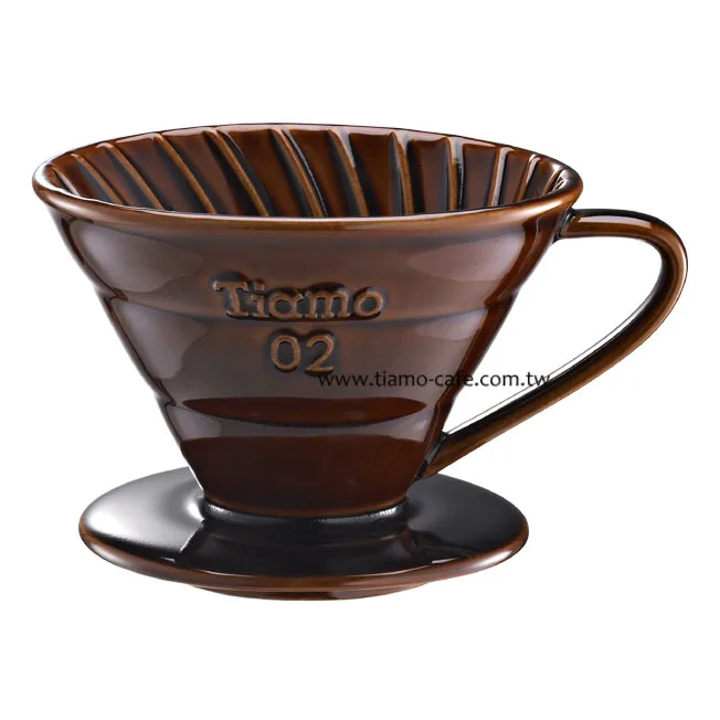 【停產】TIAMO V02陶瓷圓錐咖啡濾器組(咖啡) 附濾紙量匙