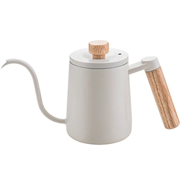 鶴嘴細口壺 600ml B款(木柄)(白)