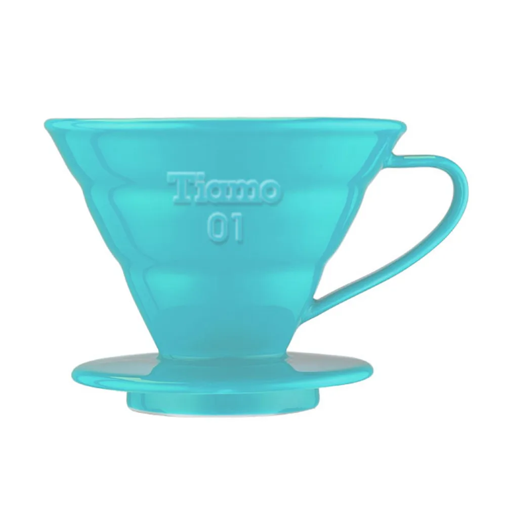 【停產】TIAMO V01陶瓷圓錐咖啡濾器組 (藍) 附量匙濾紙