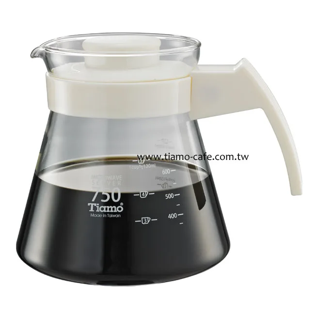【停產】Tiamo 玻璃咖啡壺750cc 弧型把手 通過SGS檢測