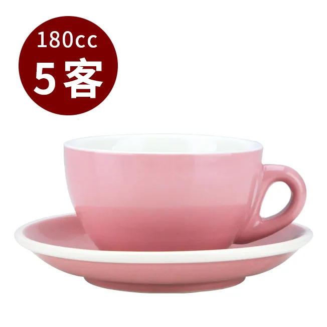 【停產】TIAMO 20號蛋形卡布杯盤組 5客 180cc 粉紅