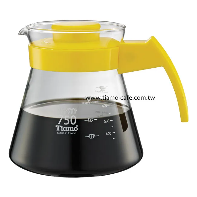 【停產】Tiamo 玻璃咖啡壺750cc 弧型把手 通過SGS檢測