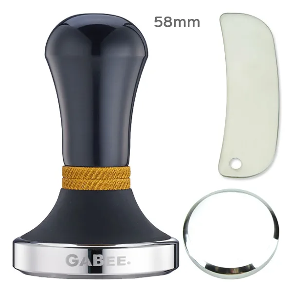 GABEE. 1406A黑色鋁柄填壓器 58 mm 金色 + B底座 + 撥粉