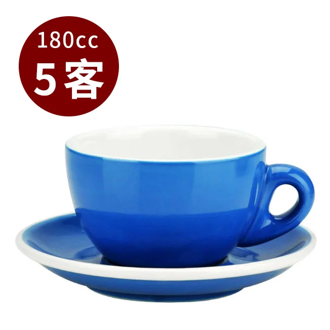 TIAMO 20號蛋形卡布杯盤組 5客 180cc藍