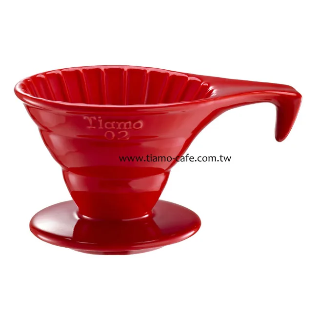 TIAMO V02長柄陶瓷咖啡濾器組 (紅))附濾紙量匙