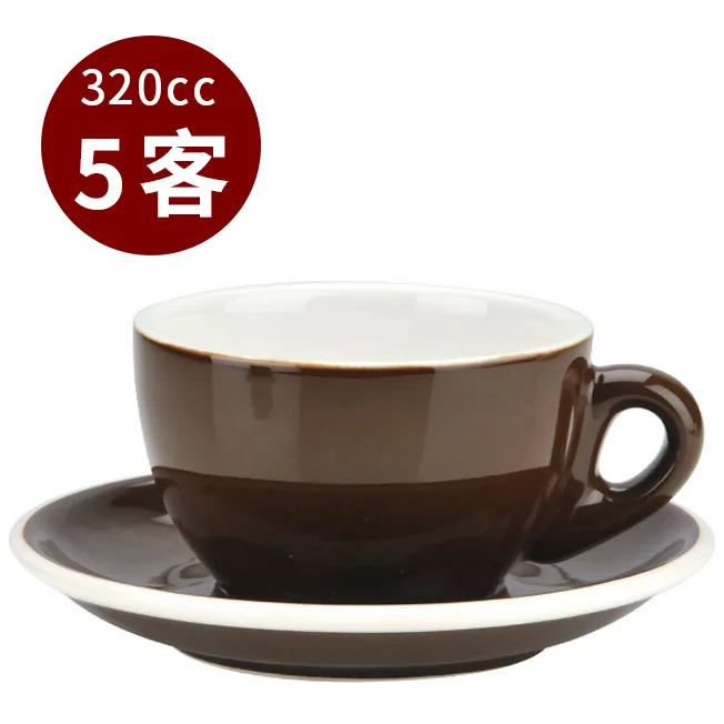 TIAMO 拿鐵杯盤組 5客 320cc 咖