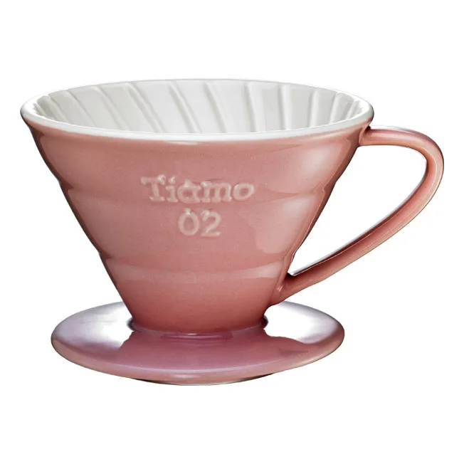 TIAMO V02陶瓷雙色咖啡濾器組 附滴水盤量匙 2-4人