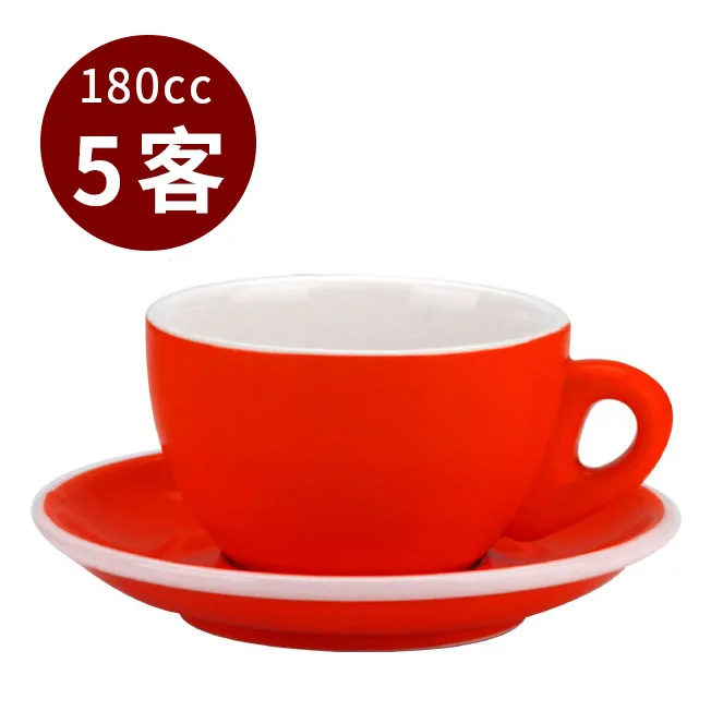 【停產】TIAMO 20號蛋形卡布杯盤組 5客 180cc 紅