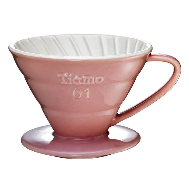 TIAMO V01陶瓷雙色咖啡濾器組 附滴水盤量匙 1-2人