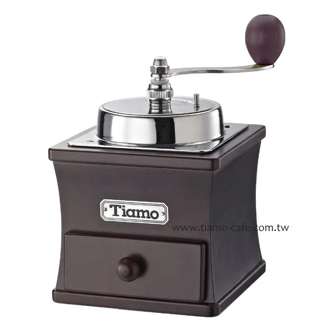 【停產】TIAMO 頂級手搖磨豆機-胡桃色 CNC雕刻鍛造