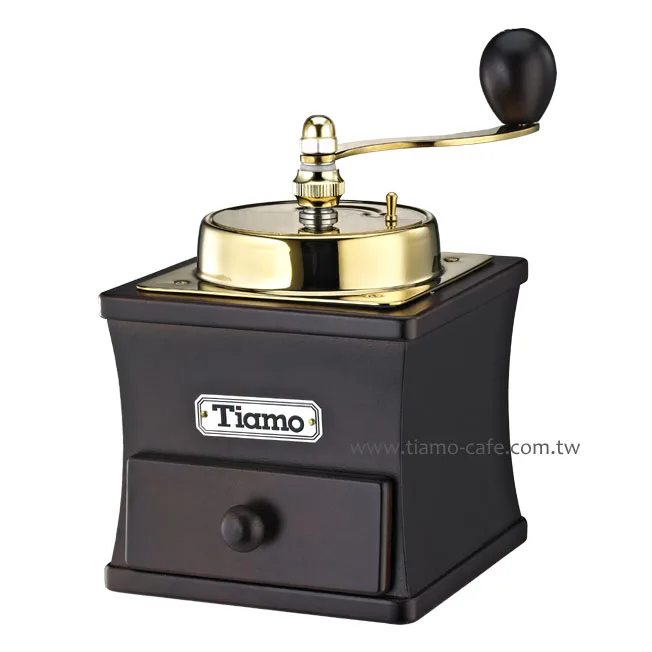【停產】TIAMO 頂級手搖磨豆機-鈦金款胡桃色 CNC雕刻鍛造